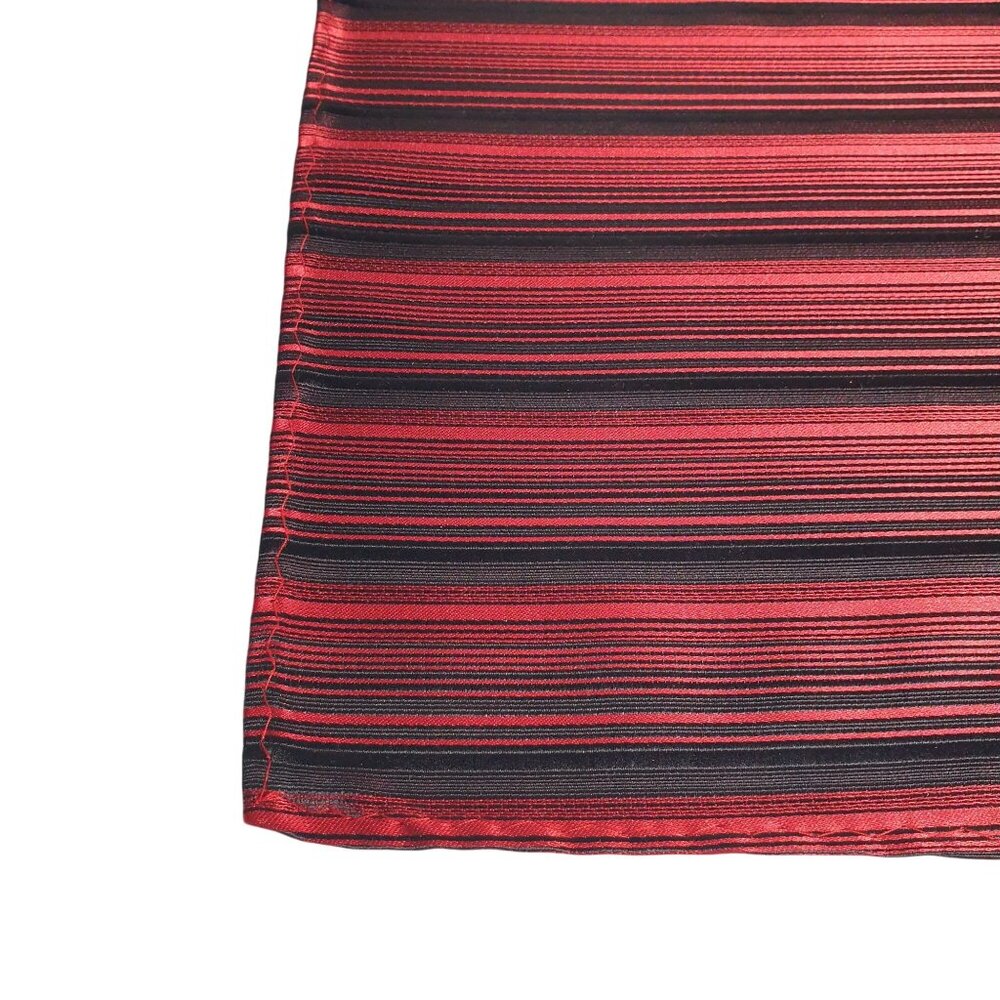 Pocket Square Men Red Black Striped Silk Fabric 9 x 9 Formal Suit Accessory Gift - Picture 2 of 4